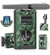 5-in-1 Torch Lighter, with V-Cutter, Triple Jet Flames, Holder, Punch, Draw Enhancer Tool, Multif...