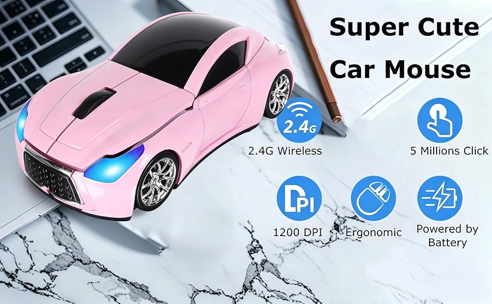 CUTE COOL CAR WIRELESS MOUSE HOME SCHOOL OFFICE STUDENT WOMEN MEN BOY GIRL GIFT