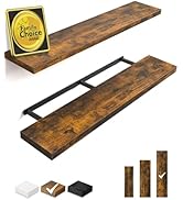 BAYKA Floating Shelves, 48 inch Wall Mounted Rustic Wood Shelves for Bathroom, Bedroom, Living Ro...