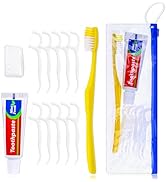 Xuezoioy 5 pcs Disposable Toothbrushes with Toothpaste and Floss Set,Yellow Individually Wrapped ...
