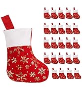 CCINEE 24PCS Christmas Stockings Decoration Snowflakes Stocking Red Fannel Faux Fur Xmas Stocking...