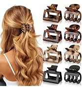 Oeusnael 8 PCS Medium Hair Clips for Women Girls - 2 Styles Rectangle Small Claw Clips for Thick ...