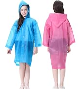 Rain Ponchos Raincoats for Kids, 2 Packs Rain Coats Jacket Reusable with Hood for Boys Girls Disn...