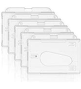 Pawfly Horizontal 2-Card Badge Holder with Thumb Slot Hard Transparent PC Case Protector for Offi...