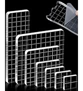 7 Pieces FIVEIZERO Acrylic Stamp Block, Assorted Sizes Clear Stamping Blocks Tools with Grid Line...
