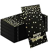 HEIPINIUYE 50 Pieces 3-ply Happy Birthday Napkins Disposable Black and Gold Birthday Dinner Napki...