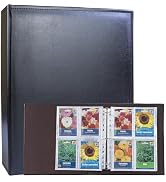 A4 3 Ring Binder Garden Seeds Storage Album with 30 Pcs 3.5x5” Seed Packet Sleeves, PU Leather Ha...