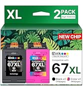 67XL Ink Cartridges Black/Color Combo Pack Remanufactured for HP Ink 67 67XL to Use with HP Deskj...