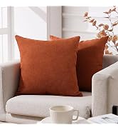 Top Finel Orange 18 X 18 Decorative Throw Pillow Covers Set of 2, Soft Solid Chenille Fall Cushio...
