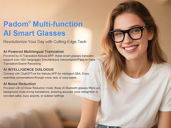 smart AI glasses for women & men, multi-function tranlator glasses for men & women
