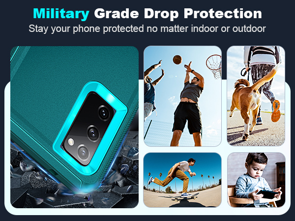 Samsung Galaxy S20 FE Phone Case: with 1Pack Tempered Glass Screen Protector, Heavy Duty 3 in 1