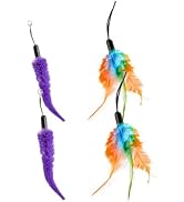 PANRIO 4 Pack Feathers Accessories for Hanging Door Clip Ribbon Cat Toy, ONLY Fits Cat Toys,Cats-...
