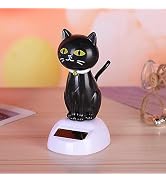Black Solar Cat Kits Doll Dancing Cat Figure Car Ornament,Dancing Kits Ornament Solar Powered Car...