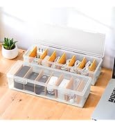 PAVSTINE 2 Pack Clear Cable Organizer Box with Lid, Plastic Charger Cable Cord Storage Organizer,...