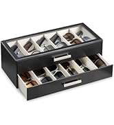 ProCase Sunglasses Organizer Box with Clear Glass Lid, PU Leather Eyeglass Storage Display Case f...