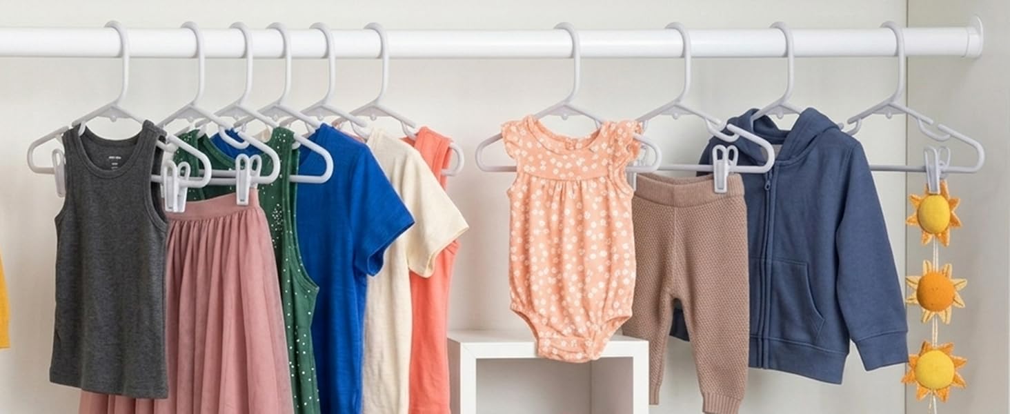 Honey-Can-Do Kids Clothes Hanger, Baby Clothes Hangers with Clips