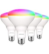 ANWIO Smart Light Bulb BR30 RGB Color Changing LED WiFi Dimmable Multicolor Light Bulbs E26 Base,...