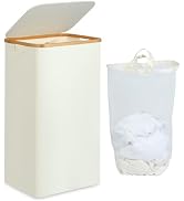 efluky Laundry Hamper with Lid, 100L Tall Laundry Basket with Bamboo Handles for Clothes and Toys...