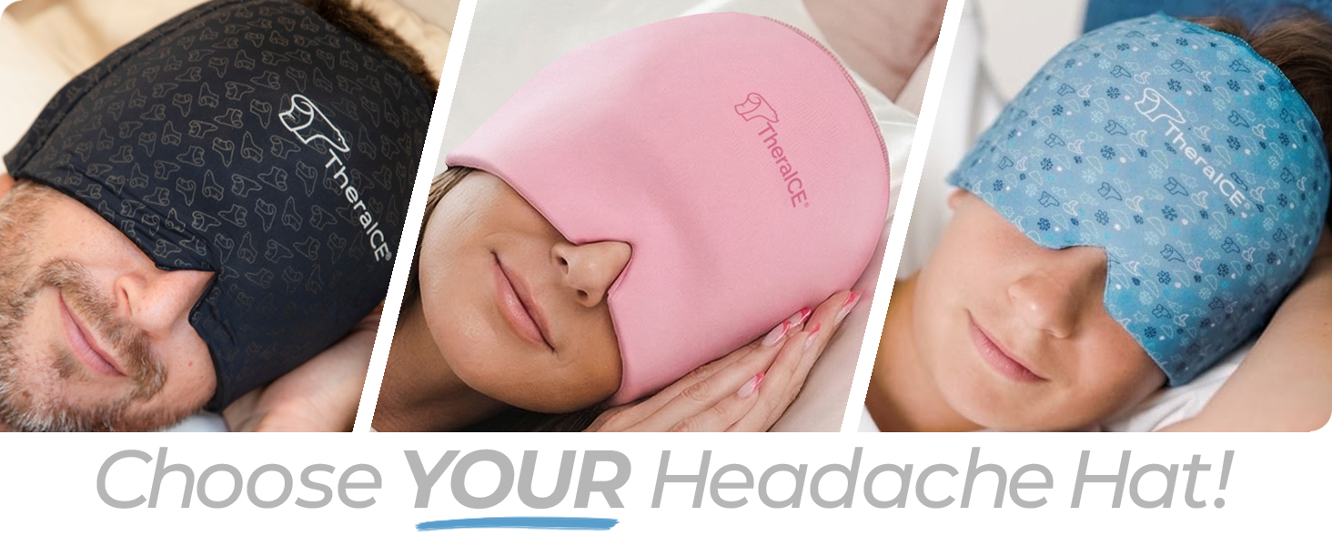 TheraICE Headache Hat migraine mask—cooling therapy for pain, tension, sinus, puffy eyes