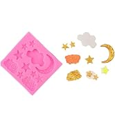 Pink Silicone Mould, 3D Star Moon Clouds Shaped Cake Moulds for Handmade Ice Cube Candle Chocolat...