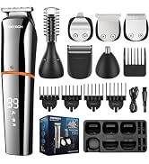 PRITECH Beard Trimmer for Men, 6 in 1 Beard Trimmer Kit, Electric Beard Trimmer with Hair, Precis...