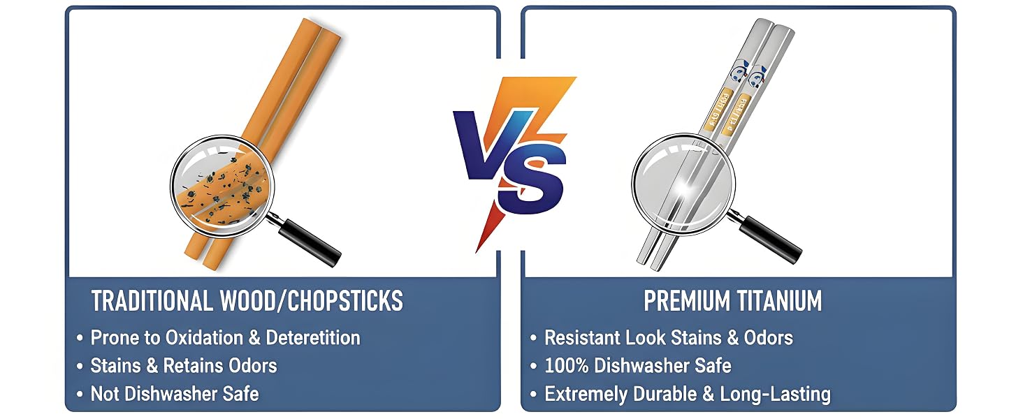 Premium Reusable titanium Chopsticks Set Experience Authentic Asian Cuisine at Home