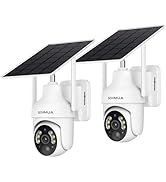 SEHMUA 2K Solar Outdoor Security Camera Wireless, 2 Pack, 360° View Pan/Tilt 2.4GHz WiFi Security...