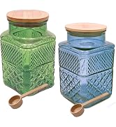 Coriario 60 OZ Vintage Glass Jar with Airtight Lid Wood Spoon Set of 2 Decorative Glass Storage J...