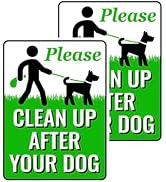 Clean Up After Your Dog Signs 12" x 9" with Metal H-Stakes | Dog Stake for Yard Pick Up After You...