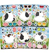 Ozepao Cow Stickers 24 Pcs Make-A-Face Mix and Match Cow Sticker Sheets for Kids Cute Cow Party F...
