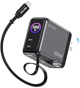 SOLLPEL Retractable 100W USB C Charger, 3-Port GaN Fast Phone Charger with Smart Display & Touch ...