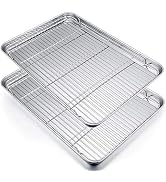 P&P CHEF 19.6 Inch Stainless Steel Baking Sheet with Rack Set (2 Pans+ 2 Racks), Cookie Sheets Ba...