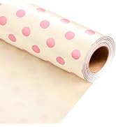 Burymento Pink and Beige Dots Wrapping Paper, Reversible Pink Gift Wrap for Birthday, Valentines,...
