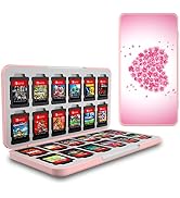 HEATFUN Switch Game Case, Switch Game Storage Case with 24 Sots, Switch Pink Game Holder for Girls