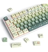 Owpkeenthy XDA PBT Keycaps 75 Percent, 133 Keys Green Custom Gaming Keycaps 5 Side Dye Sublimatio...