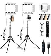 2-Pack LED Video Light Kit, EMART Studio Light with Phone Holder& Light Barndoor, Upgrade 2800-70...