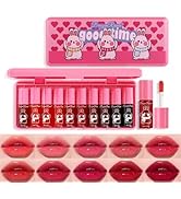 Eakroo 10 Colors Lip Tint Stain Set, Korean Lip Gloss Watery Lip Stain Moisturizing Mini Liquid L...