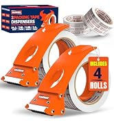 4 Clear Packing Tape with 2 Dispenser, Heavy Duty Shipping Tape for Moving, Packaging Tape for Bo...