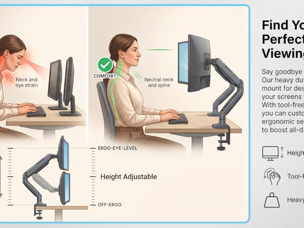 heavy duty dual monitor mount for desk
