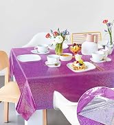 Hot Pink Iridescent Plastic Tablecloth Disposable Glitter Holographic Foil Table cover rectangle