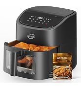 6.34 Quart Air Fryer with Visible Window, 1500W Large Capacity Compact Airfryer Oven with 12 Pres...