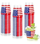 AnyDesign 50Pcs Patriotic Plastic Shot Cups 1.5 Oz Mini Shot Glasses American Flag Stars Stripes ...