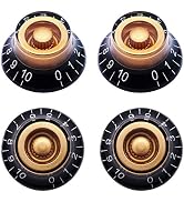 Taiss 4Pcs Amber Top Hat Bell Style Knobs Electric Guitar Bass Speed Volume Tone Control Knobs Fi...