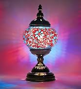 XUMAIDENG Turkish Moroccan Table Lamp Tiffany Style Mosaic Table Lamp Glass Bedside Lamps for Bed...