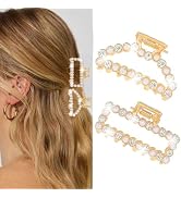 Banatra Pearl Hair Claw Clips Gold Metal Hair Clips Mini Rhinestone Clip Claw Sparkly Hair Access...