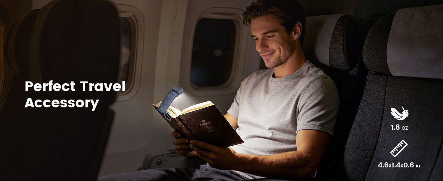 Glocusent 12 LED Book Light,Portable USB-C Reading Lights in Bed Clip on Light Travel