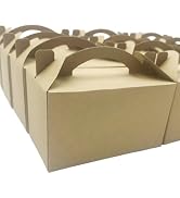 TIMESEEK 30-Pack Kraft Brown Gable Treat Boxes with Handles, 6" Pop-Up Party Favor Gift Boxes for...