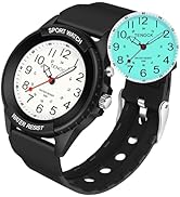 TENOCK Waterproof Nurse Watch for Medical Professionals Students Women Men, Night Light, 12/24 Ho...