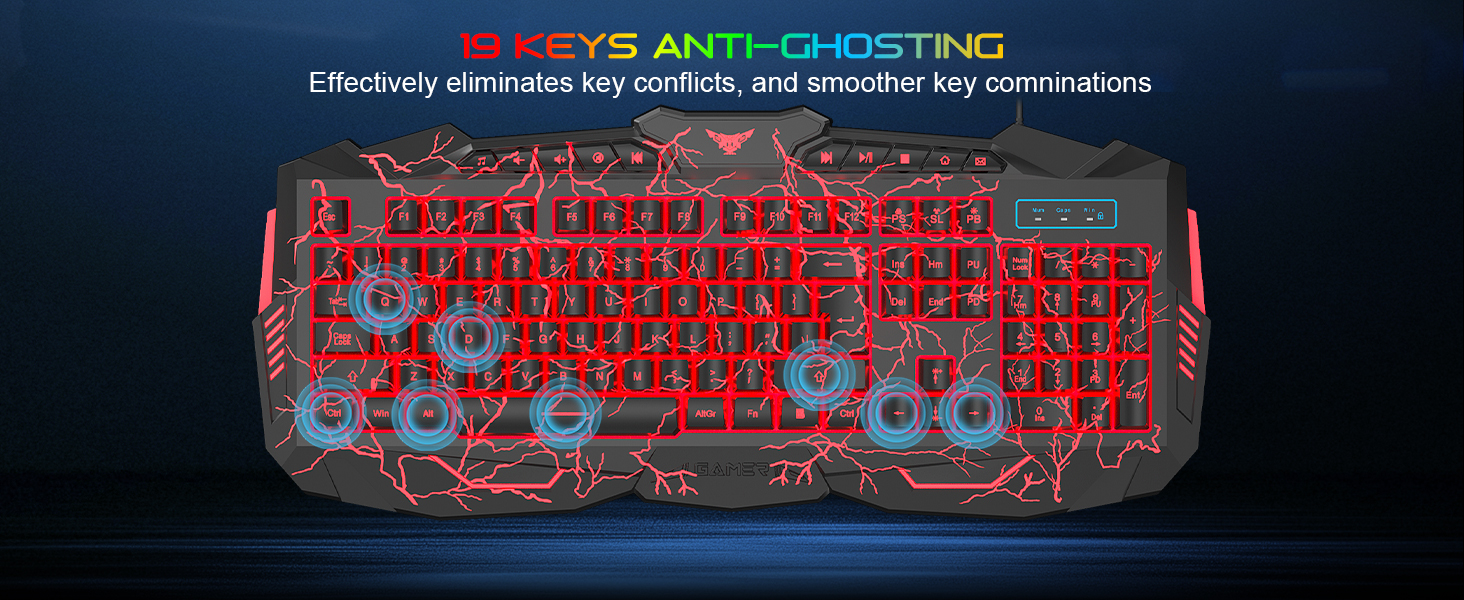 backlit keyboard and mouse gaming