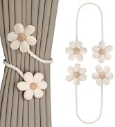Meplait 2 Pack Boho Flower Curtain Tiebacks Curtain Holdbacks, No Drill DIY Curtain Ties Decorati...